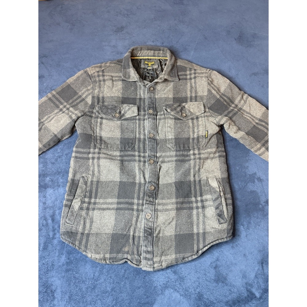 Billabong Surfplus Core-Fit Stretch Flannel Jacket Mens L Gray Plaid Quilted